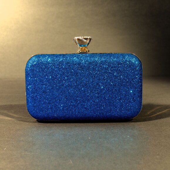 Verano Hill Blue Crystal Floral Clutch Purse with Gold Detailing NWOT - Picture 4 of 5